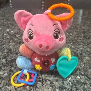 Baby plush music pig teether stroller toy